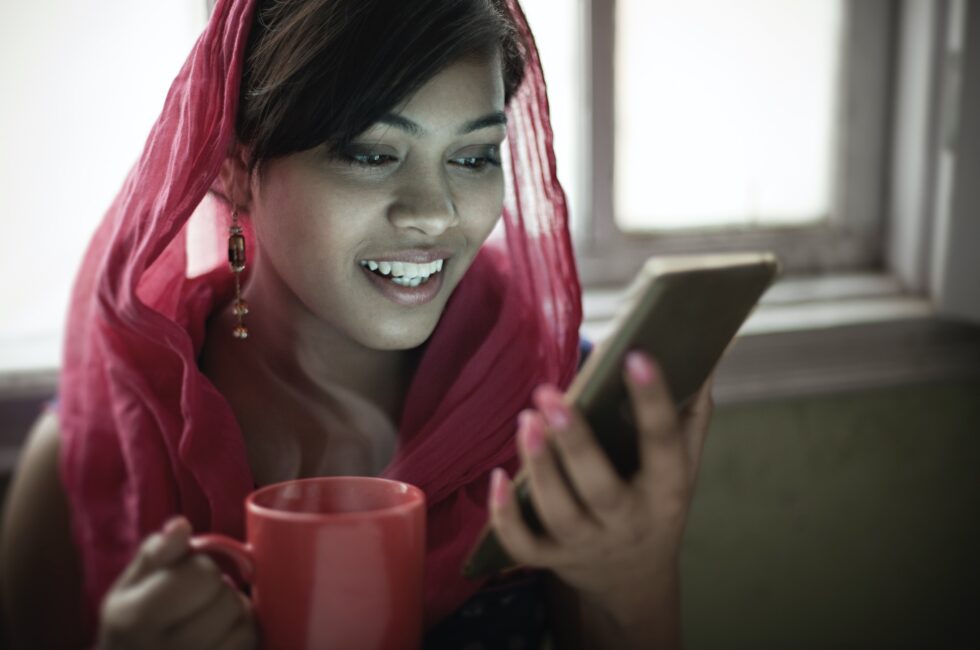 Woman using local payment methods in India to buy online