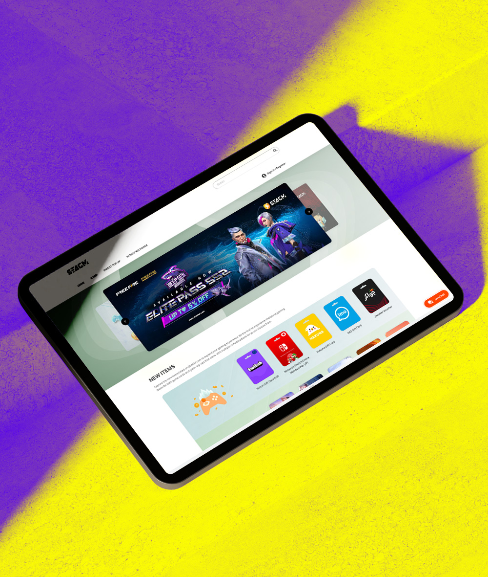 Screenshot of Tablet Showing SEAGM - Global Digital Game Store