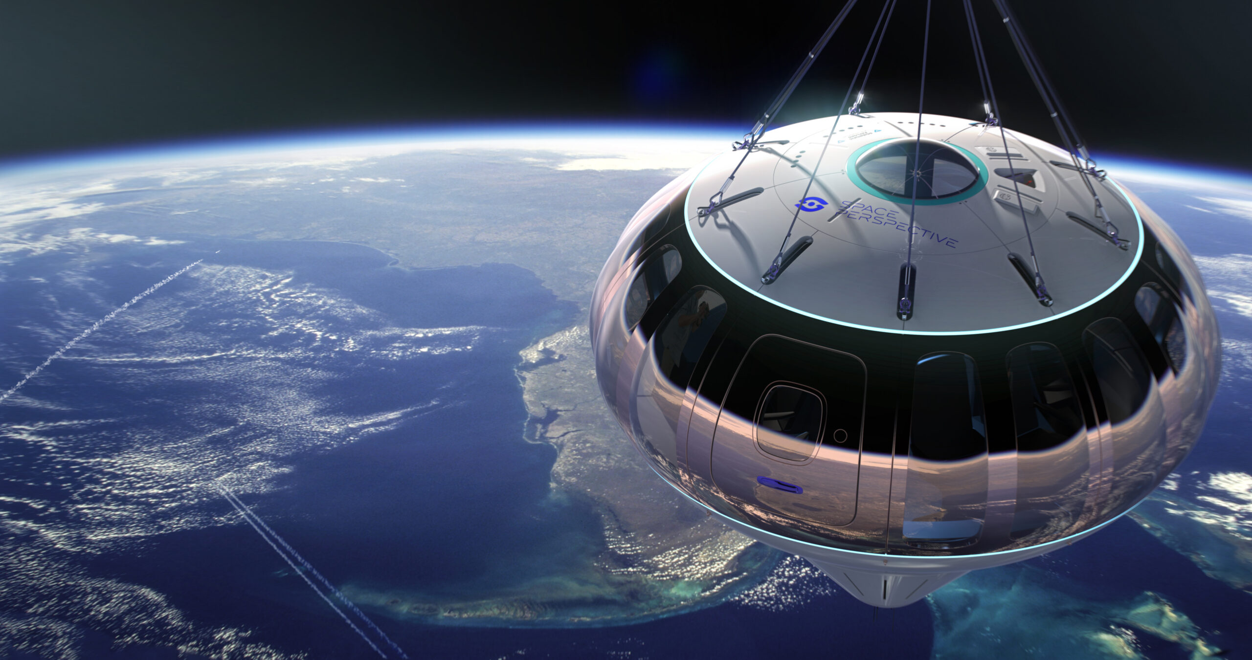 The Space Perspective Space Ship Neptune Floats Above the Earth