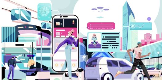 An illustration depicting modern digital commerce.