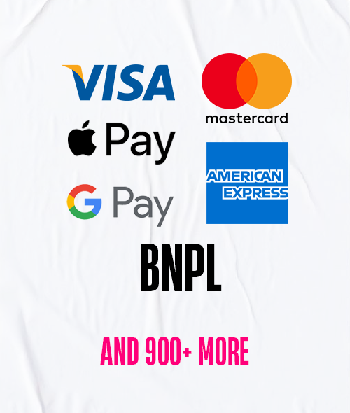 Logos of payment methods you can accept with Rapyd, including Visa, Mastercard, American Express and BNPL.