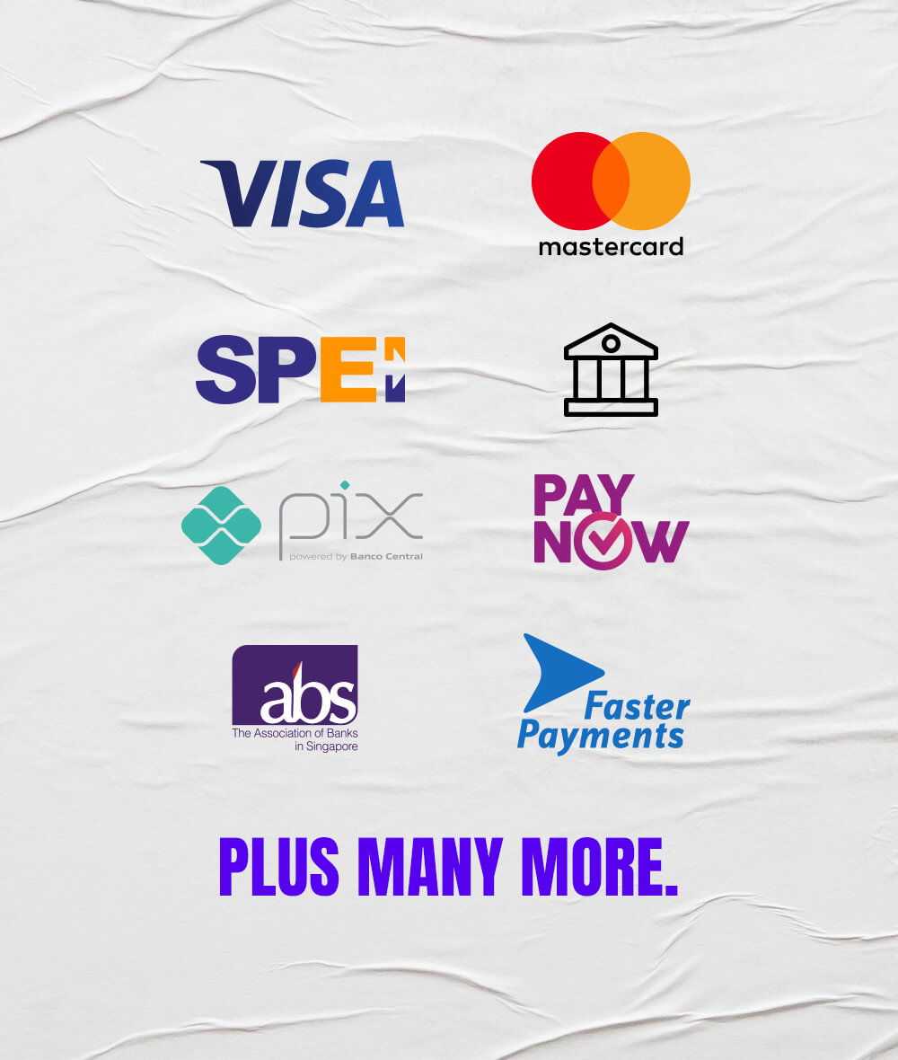 Rapyd payment methods logo collage (push to card) featuring Visa, Mastercard and more.