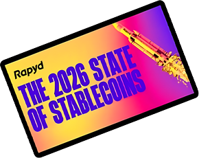 The cover of the State of Stablecoins Report, featuring a rocket powered by stablecoins flying to space.