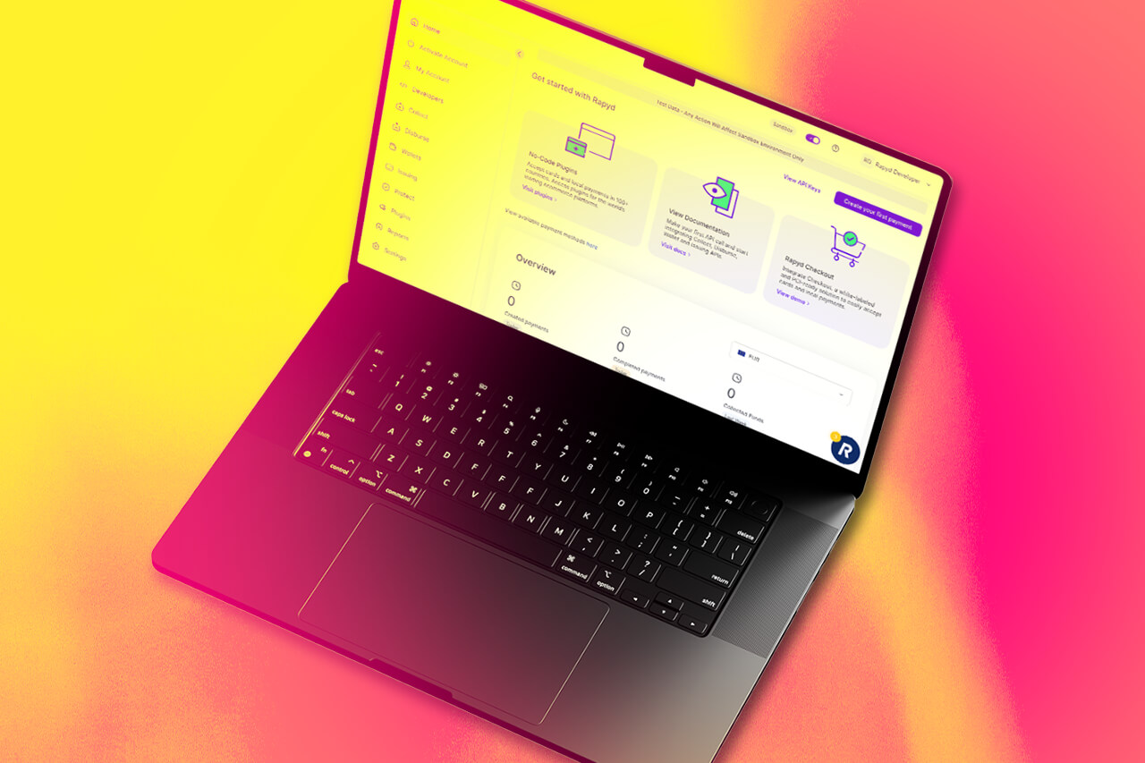 A laptop with Rapyd portal overview