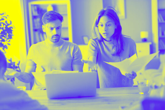 Displeased couple having payment disputes