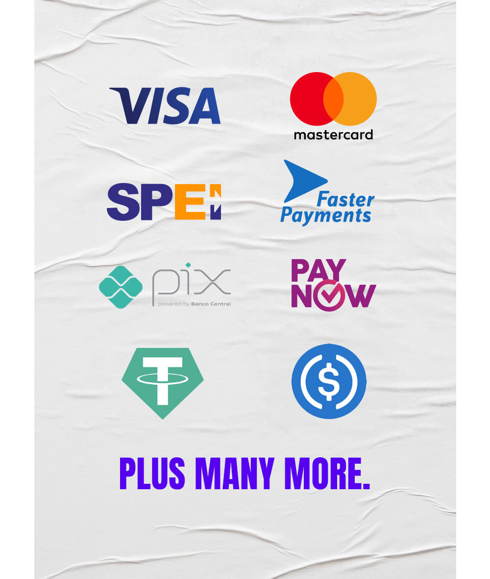 Rapyd payment methods logo collage (push to card) featuring Visa, Mastercard and more.