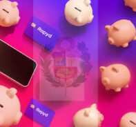 Rapyd background with piggy bank with Peru flag