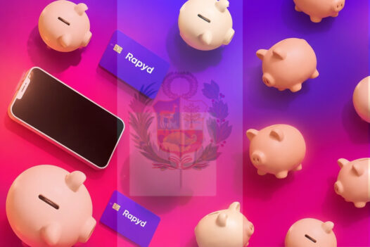 Rapyd background with piggy bank with Peru flag