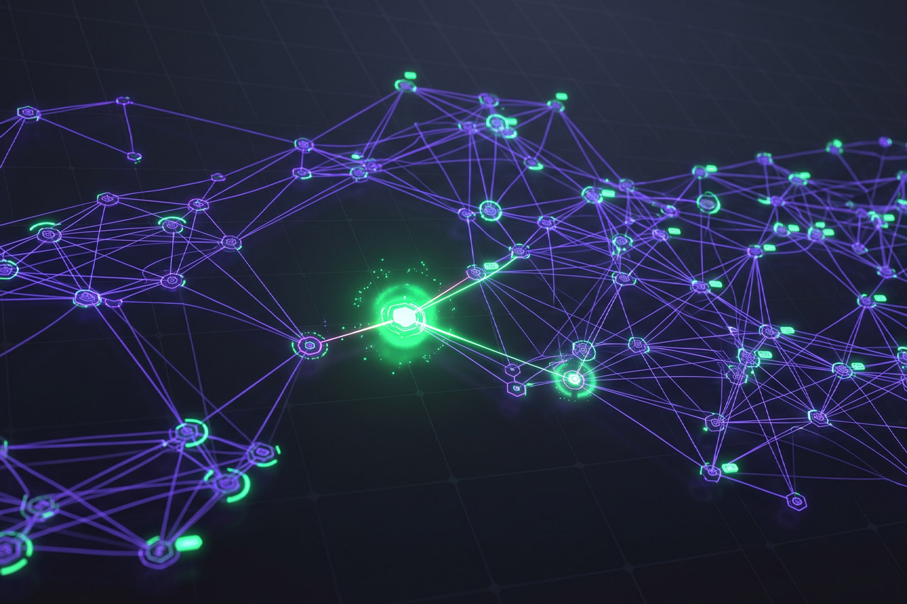 Purple and green link chain