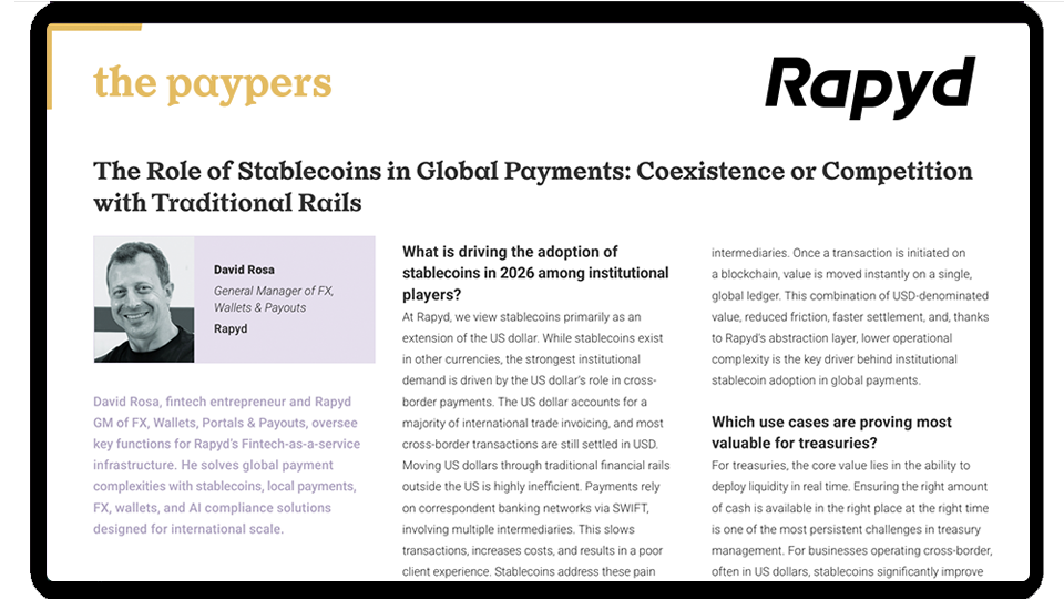 The Paypers Global Stablecoins Report 2026 inside a tablet